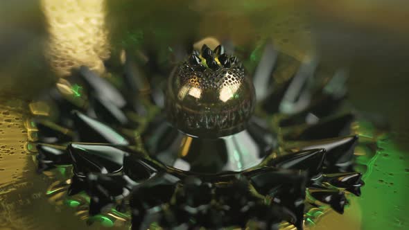 Ferrofluid. Beautiful Colors and Fantastic Shapes. Close-up