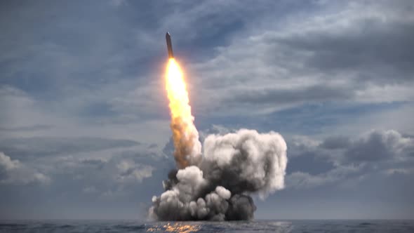 Ballistic Missile Launch From Underwater 4k