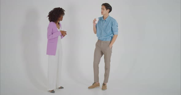 Business partners are drinking coffee Home office Coffee at work Workspace Business concept alt