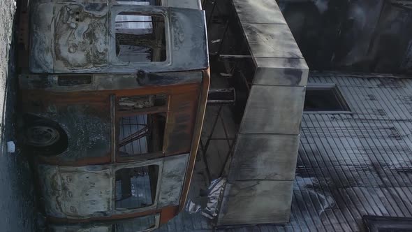 Vertical Video of a Destroyed Building of a Shopping Center in Bucha Ukraine alt