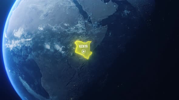Earh Zoom In Space To Kenya Country Alpha Output