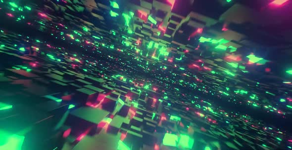 Loopable Neon Blocks. Abstract Background.