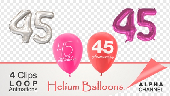 45 Anniversary Celebration Helium Balloons Pack