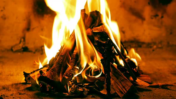 Wood Burning In Indoor Fireplace