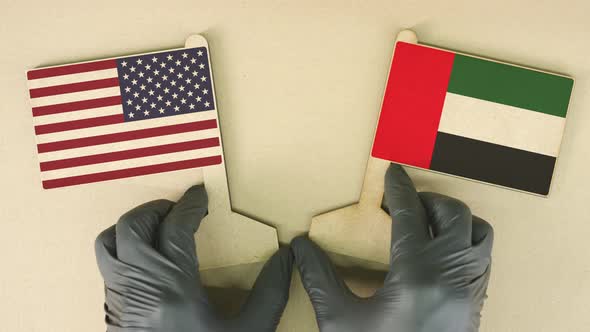 Flags of the USA and the UAE Made of Recycled Paper