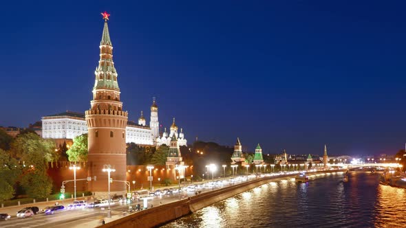 Night Hyper Lapse of Moscow Kremlin