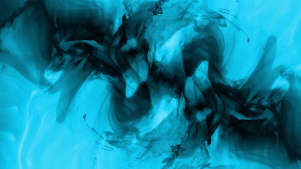 Black Cyan Color Ink Smoke Background Animation alt