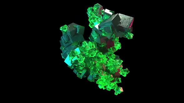 Green Mineral, Crystals Refractive Rainbow Reflections, Loop