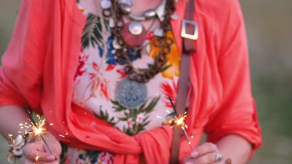 Attractive Woman Aged Boho Style