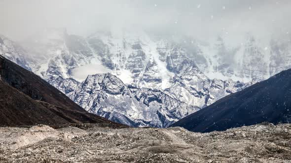 View of Snowcapped Rock Mountains in Nepal