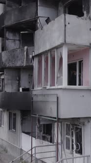 Vertical Video of a Destroyed House During the War in Ukraine alt