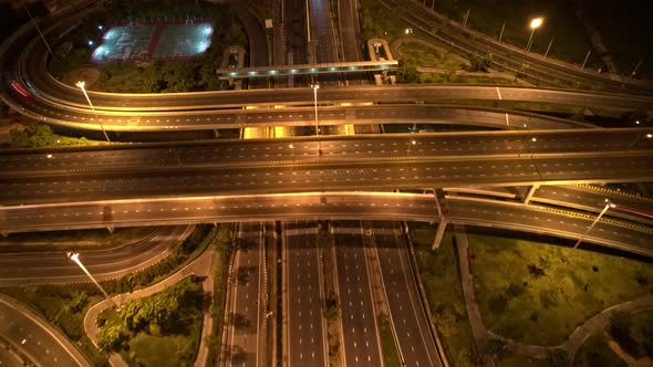 Stunning night aerial view drone shot above interchange alt