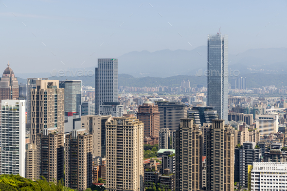 Taipei, Taiwan 10 April 2022: Taipei city downtown skyline - Stock Photo - Images