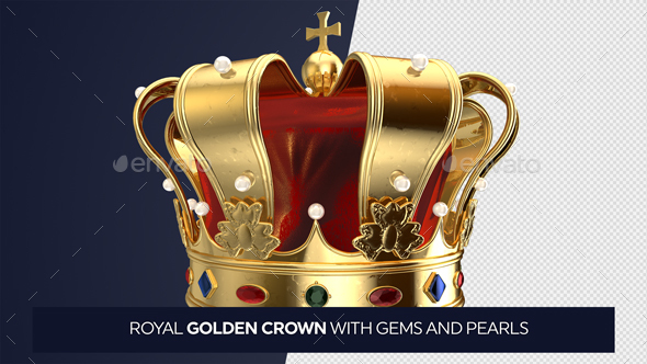 Transparant Royal Dutch Golden Crown with Gems and Pearls