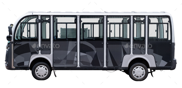 Isolated Modern Electric Shuttle Bus - Stock Photo - Images