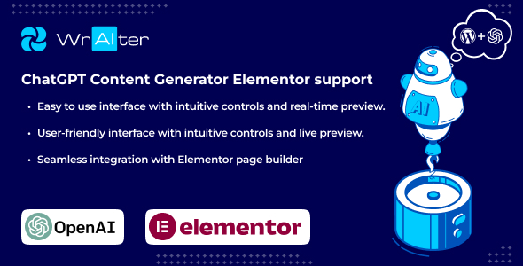 WrAIter  AI Assisted (ChatGPT OpenAI API)  Autocontent Elementor Support