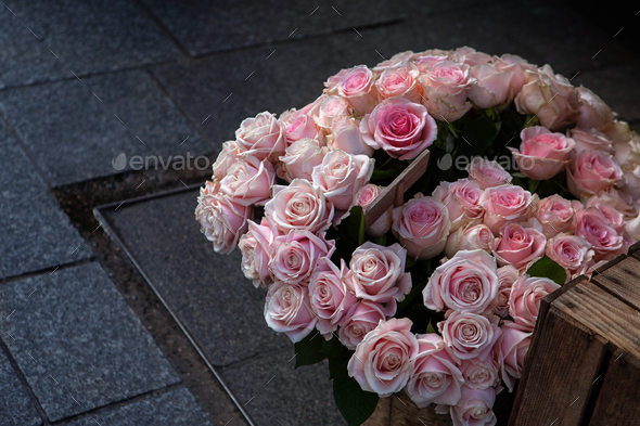 In front of a florist shop - Stock Photo - Images