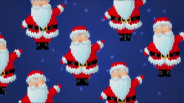 Animated knitted Santa Claus waves his hands