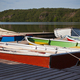Color Wooden Boats with Paddles in a Lake - PhotoDune Item for Sale