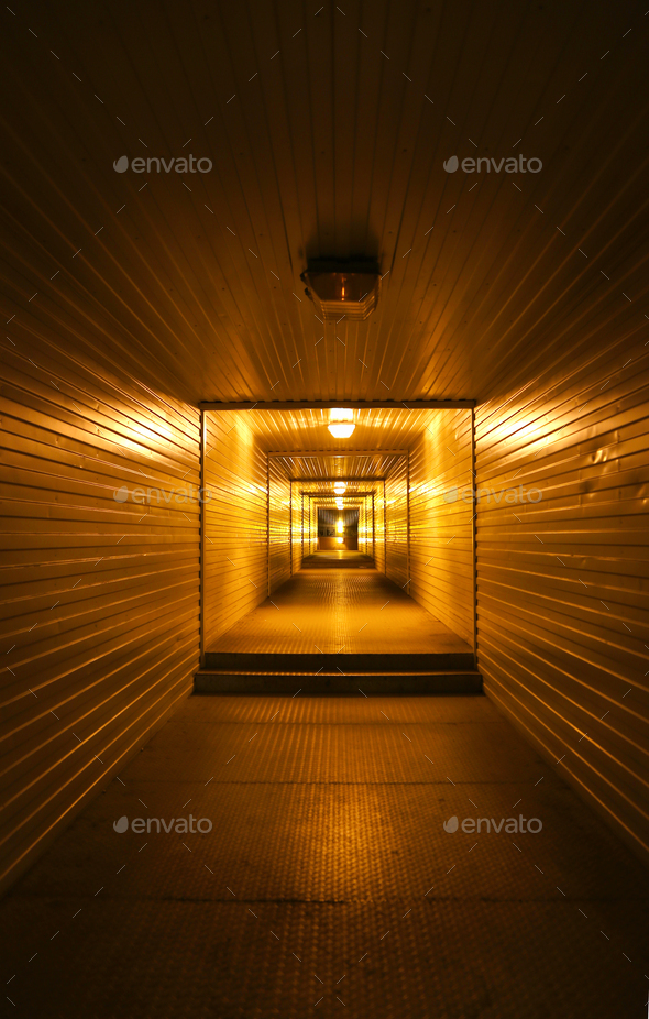 Long metal tunnel or passage - Stock Photo - Images