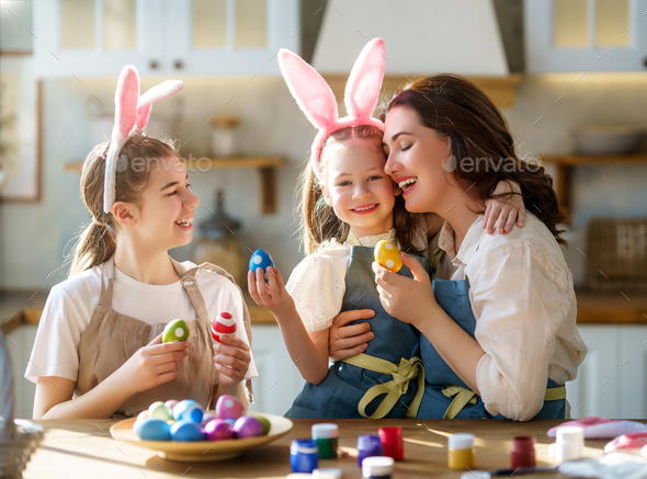 happy family at Easter - Stock Photo - Images