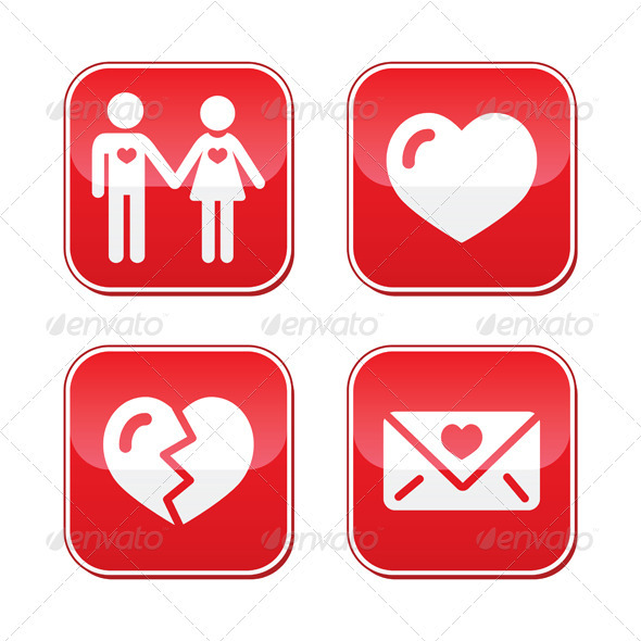 Love Valentine's Day Buttons Set - Valentines Seasons/Holidays