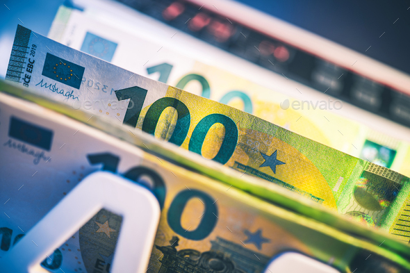 European Euro Banknotes Inside Counting Machine - Stock Photo - Images