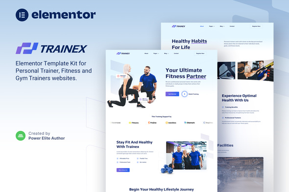 Trainex – Personal Trainer & Fitness Elementor Template Kit