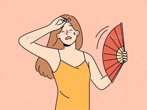 [DOWNLOAD]Unwell Woman with Handfan Suffer From Heatstroke