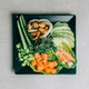 Salmon, cucumber and beans with avocado and kelp on plate on gray background - PhotoDune Item for Sale