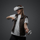 Excited woman enjoying innovative headset of virtual reality - PhotoDune Item for Sale