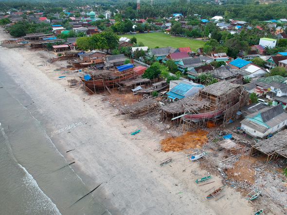 Aerial View of Paradise Beach of Indonesia and White Sandy Beach ...