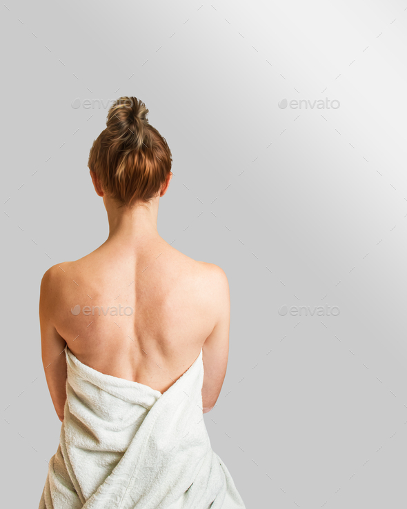 woman from back in towel