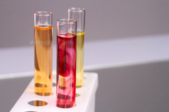 Close up red and solve test tubes.