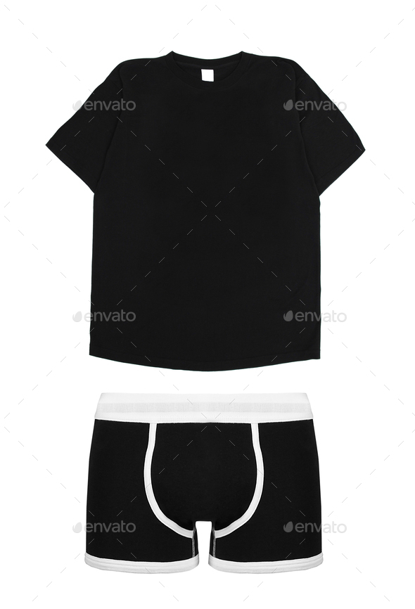 man t-shirt and underwear boxer brief color black