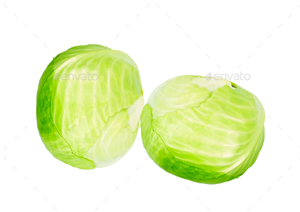 Green cabbages vegetable isolated - Stock Photo - Images