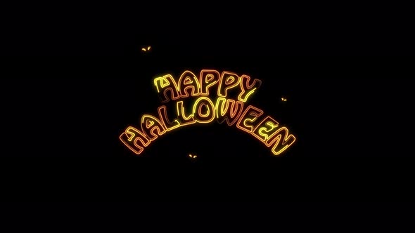 Abstract seamless 4K animation of yellow orange neon lines text logo Halloween animation alt