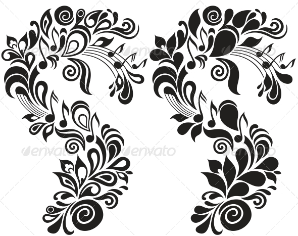 Decorative Musical Floral Theme - Decorative Symbols Decorative