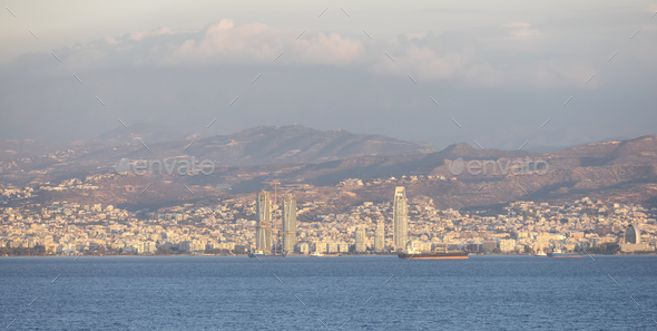 Modern Cityscape on the Sea Coast. Limassol, Cyprus - Stock Photo - Images