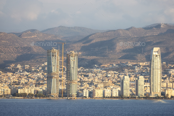 Modern Cityscape on the Sea Coast. Limassol, Cyprus - Stock Photo - Images