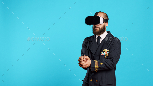 Airplane pilot using vr headset with interactive vision