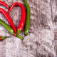 Green and red spicy papper on wooden background - PhotoDune Item for Sale