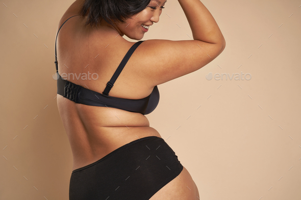 Asian woman bra back Stock Photo
