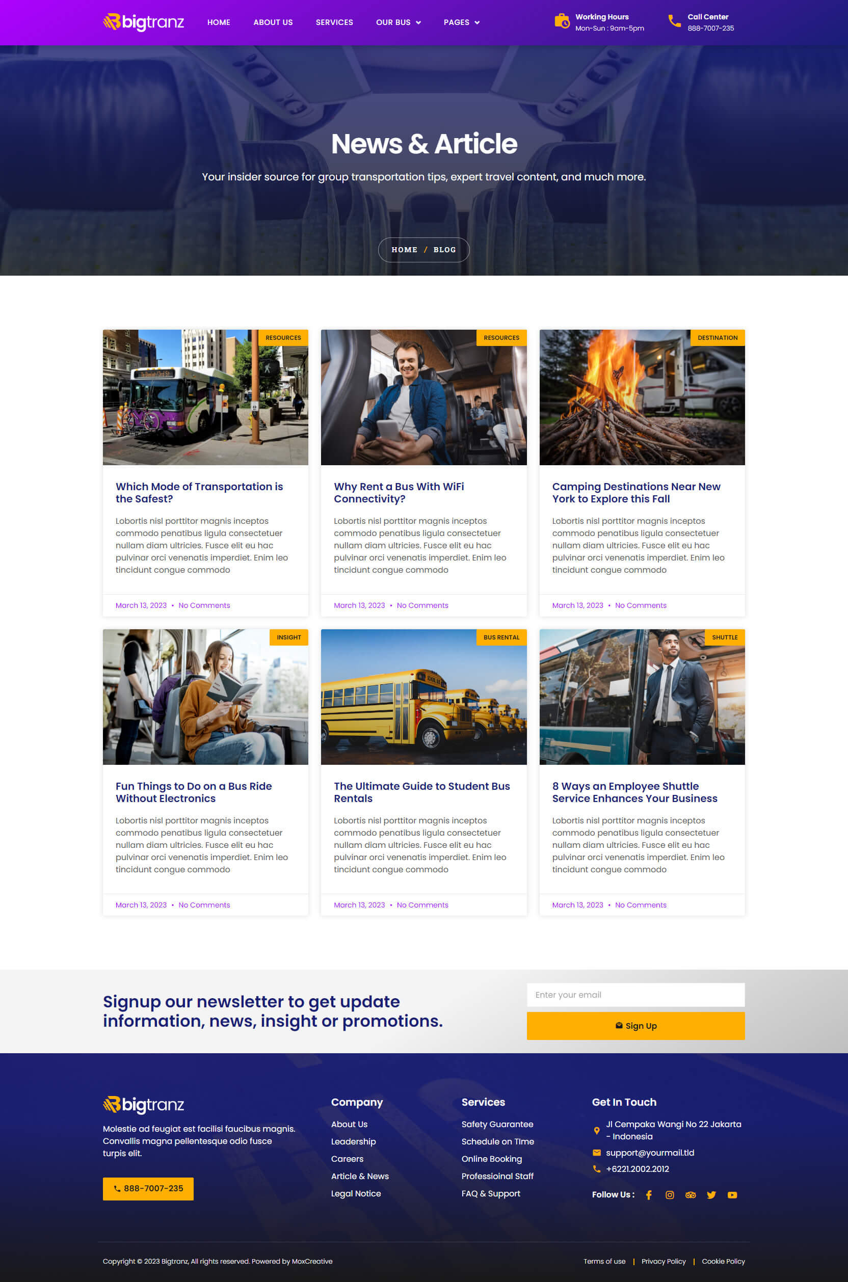 BigTranz Bus Charter Service & Rental Elementor Template Kit by