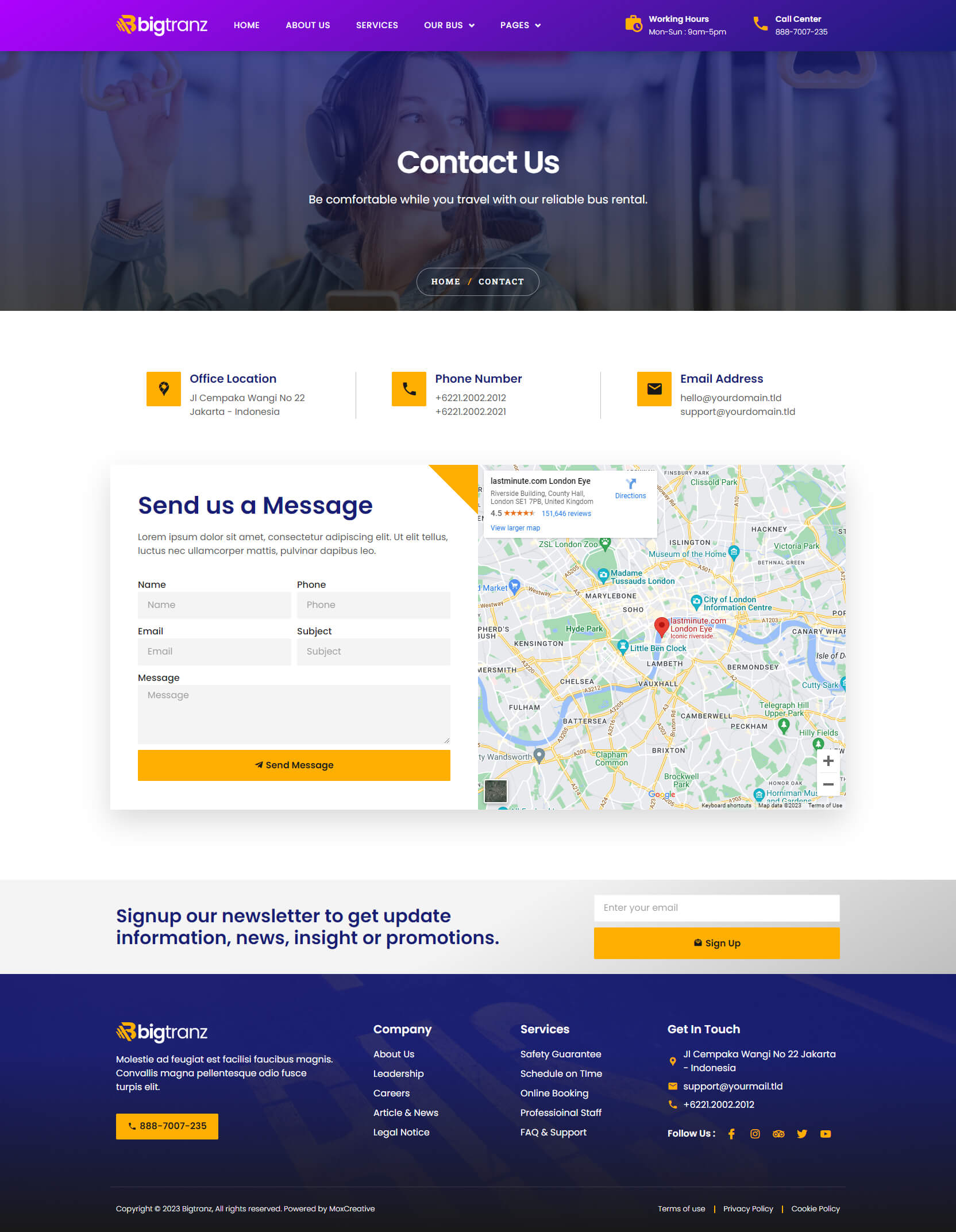 BigTranz Bus Charter Service & Rental Elementor Template Kit by