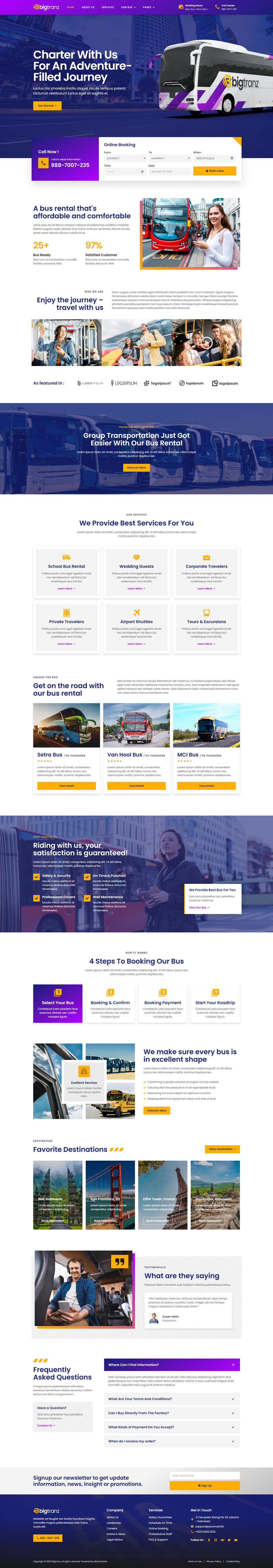 BigTranz - Bus Charter Service & Rental Elementor Template Kit by ...