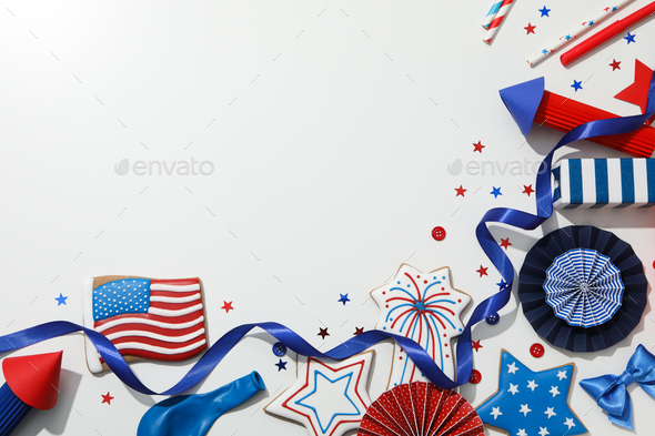 Composition for 4 july, Independence Day of USA, space for text - Stock Photo - Images
