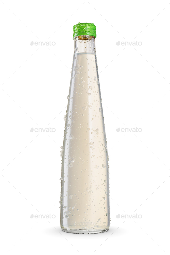 Glass transparent low alcohol drink bottle without label isolated on a white. - Stock Photo - Images