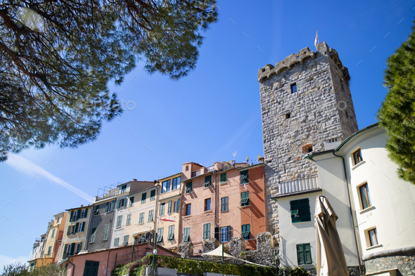 Photographic view of the small colorful village of Portovenere - Stock Photo - Images