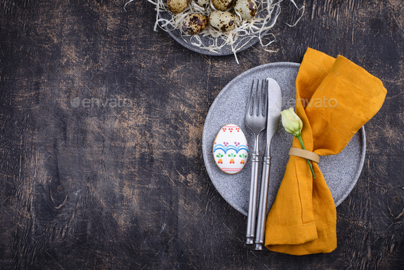 Easter spring festive table setting - Stock Photo - Images